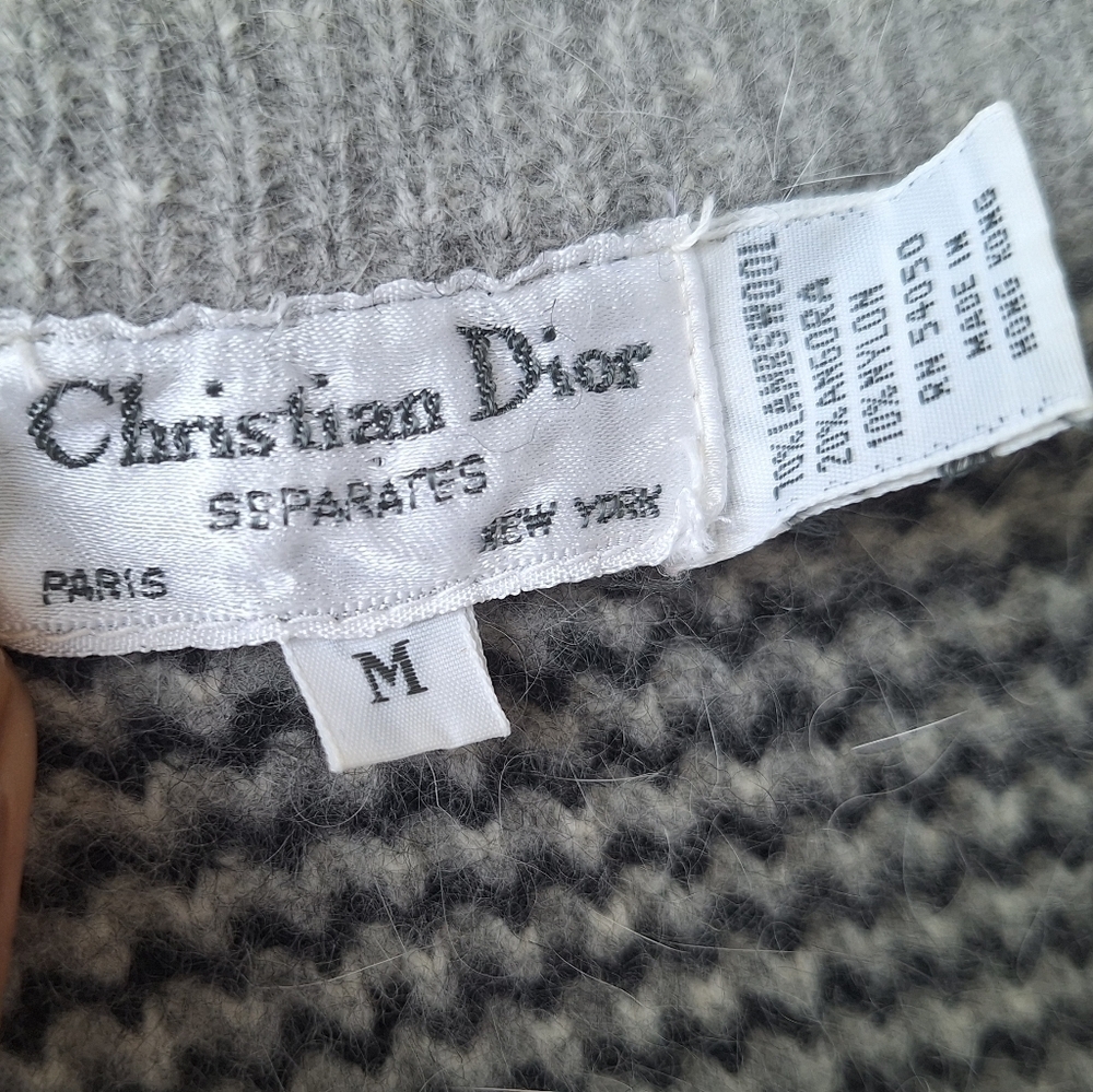 Christian Dior Vintage Lanswool Angora Gray Knit Women's Sweater Vest Size M - Picture 6 of 7